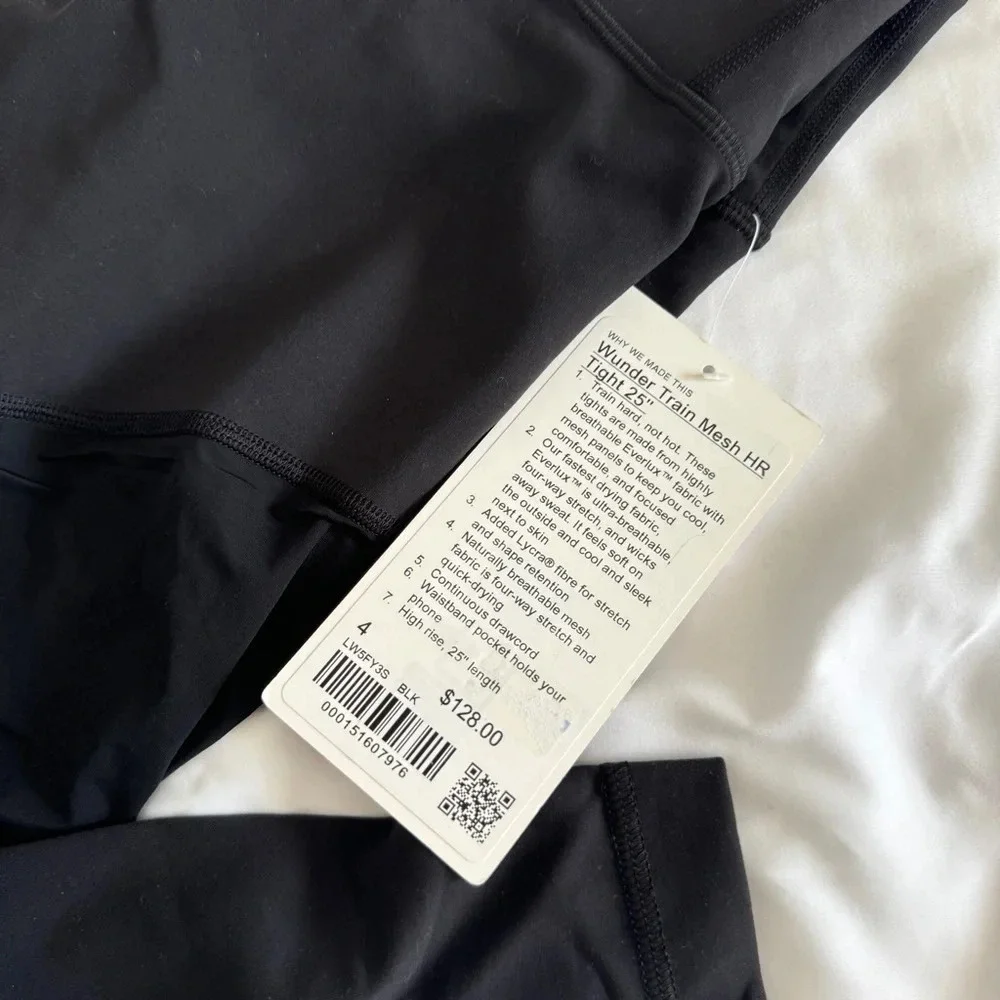 🆕🖤 Lululemon Wunder Train Mesh High Rise Tight 25” Black